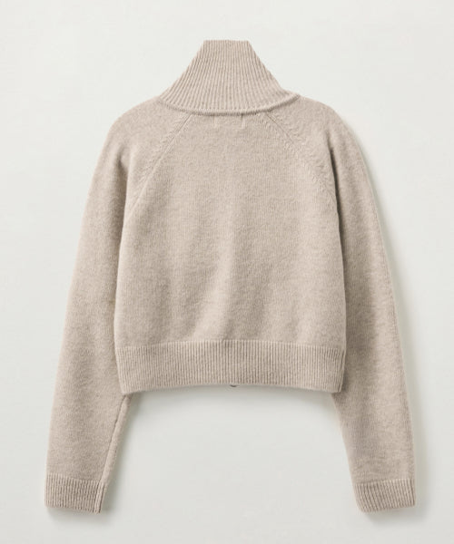 (W) Signature Logo Knit Zip-up Beige