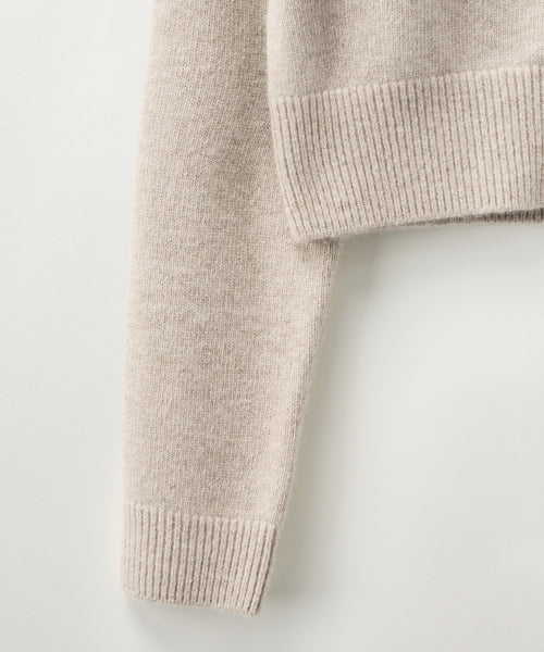 (W) Signature Logo Knit Zip-up Beige