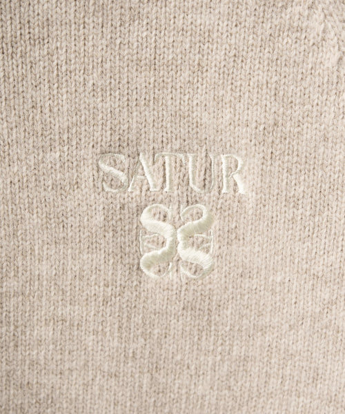 (W) Signature Logo Knit Zip-up Beige