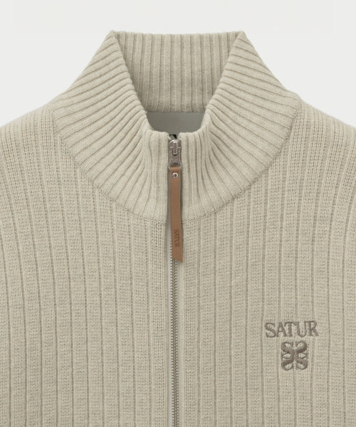 Faro Half Neck Knit Zip-up Oatmeal