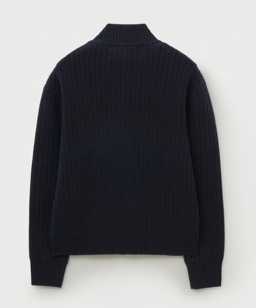Faro Half Neck Knit Zip-up Navy