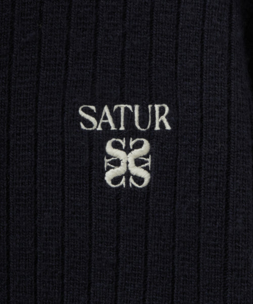 Faro Half Neck Knit Zip-up Navy