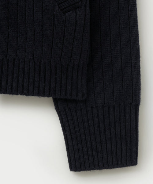 Faro Half Neck Knit Zip-up Navy