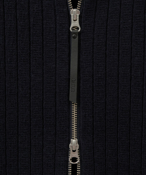 Faro Half Neck Knit Zip-up Navy
