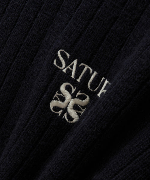 Faro Half Neck Knit Zip-up Navy