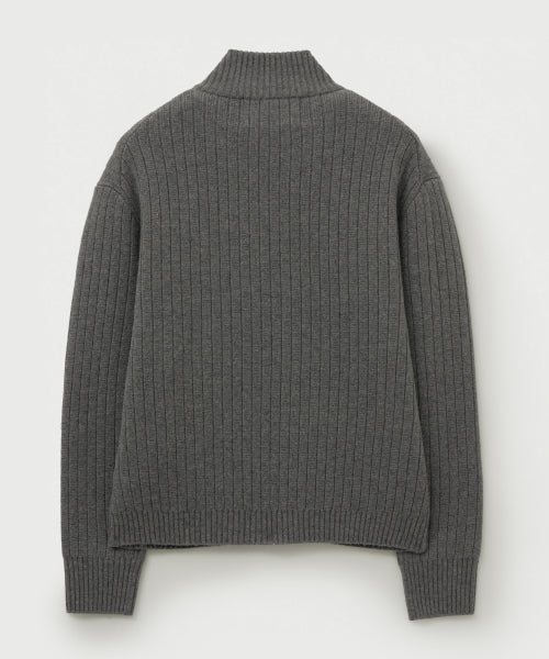 Faro Half Neck Knit Zip-up Melange Gray