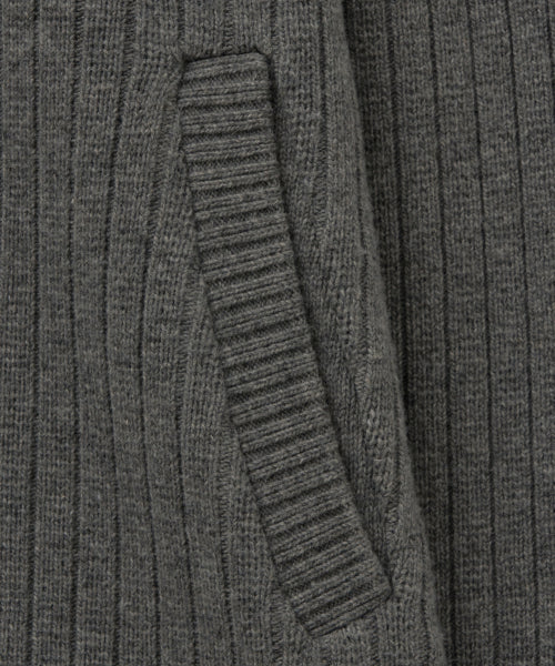 Faro Half Neck Knit Zip-up Melange Gray