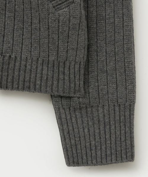 Faro Half Neck Knit Zip-up Melange Gray