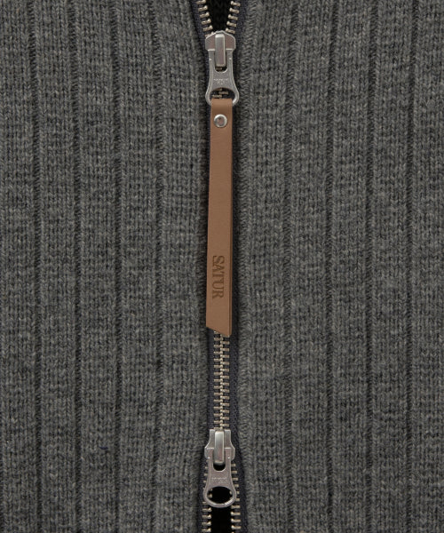 Faro Half Neck Knit Zip-up Melange Gray