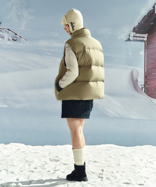Apero Pocket Duck Down Padding Vest Beige