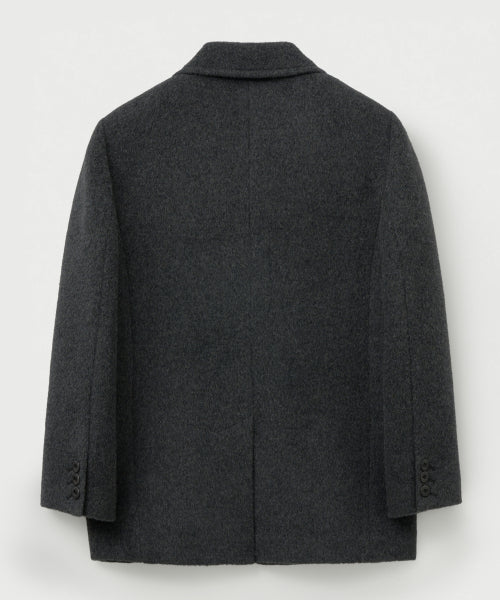 (W) Cashmere Wool Blend Single Blazer Charcoal