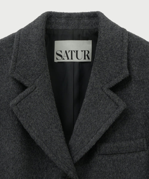 (W) Cashmere Wool Blend Single Blazer Charcoal