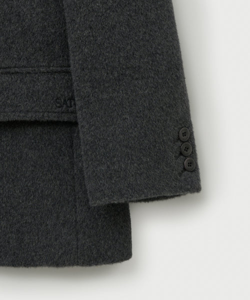 (W) Cashmere Wool Blend Single Blazer Charcoal