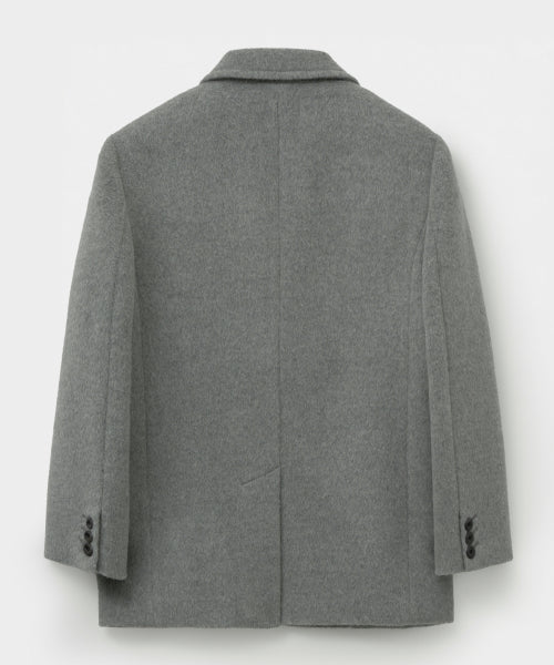 (W) Cashmere Wool Blend Single Blazer Melange Gray
