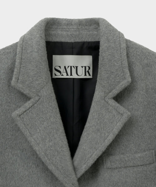 (W) Cashmere Wool Blend Single Blazer Melange Gray