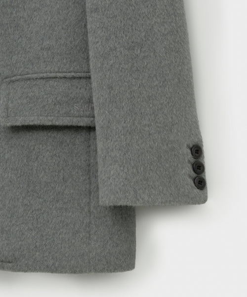 (W) Cashmere Wool Blend Single Blazer Melange Gray