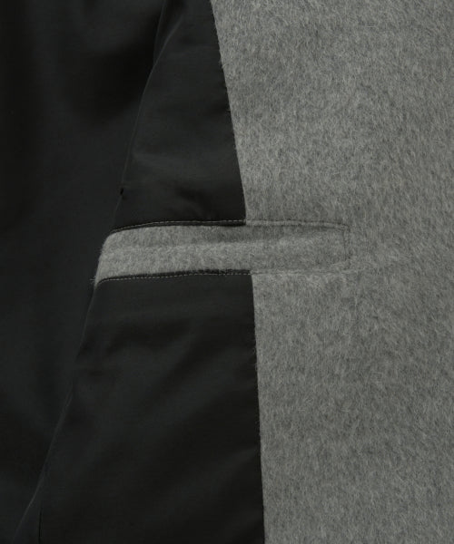 (W) Cashmere Wool Blend Single Blazer Melange Gray