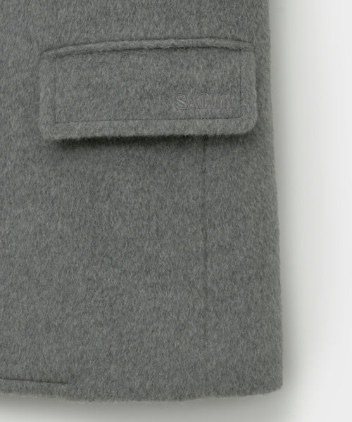 (W) Cashmere Wool Blend Single Blazer Melange Gray