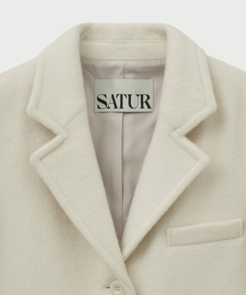 (W) Alpaca Wool Blend Single Blazer Cream