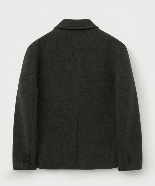 Herringbone Wool Blend Single Blazer Charcoal