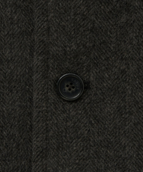 Herringbone Wool Blend Single Blazer Charcoal