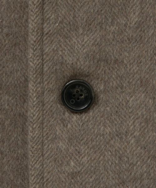 Herringbone Wool Blend Single Blazer Brown