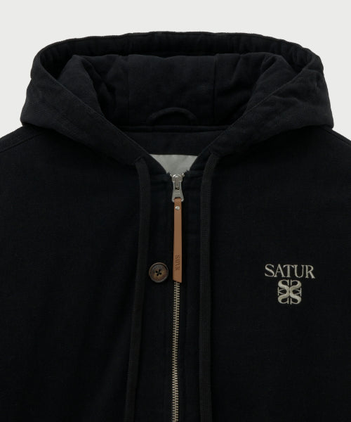 Teo Padded Hooded Zip-Up Black