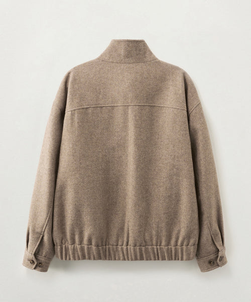 Herringbone Wool Blend Blouson Jacket Brown