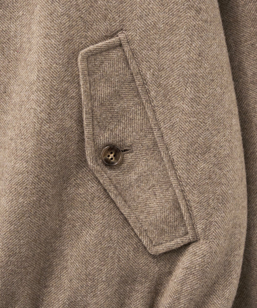 Herringbone Wool Blend Blouson Jacket Brown