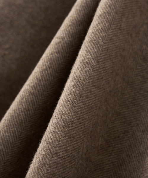 Herringbone Wool Blend Blouson Jacket Brown