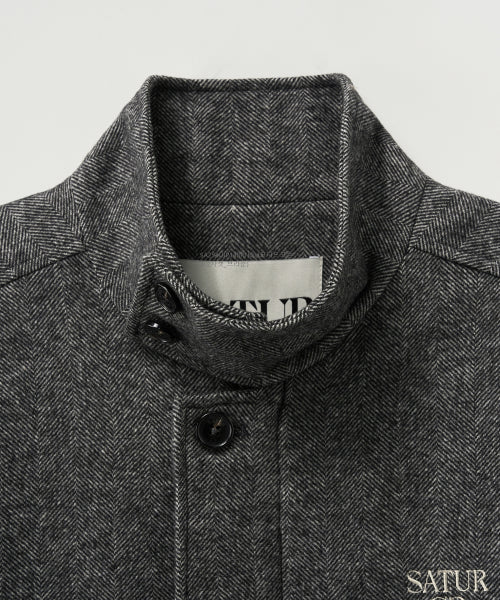 Herringbone Wool Blend Blouson Jacket Charcoal