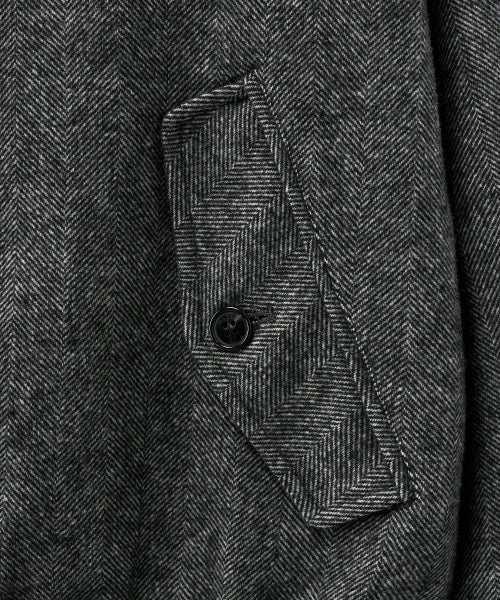 Herringbone Wool Blend Blouson Jacket Charcoal