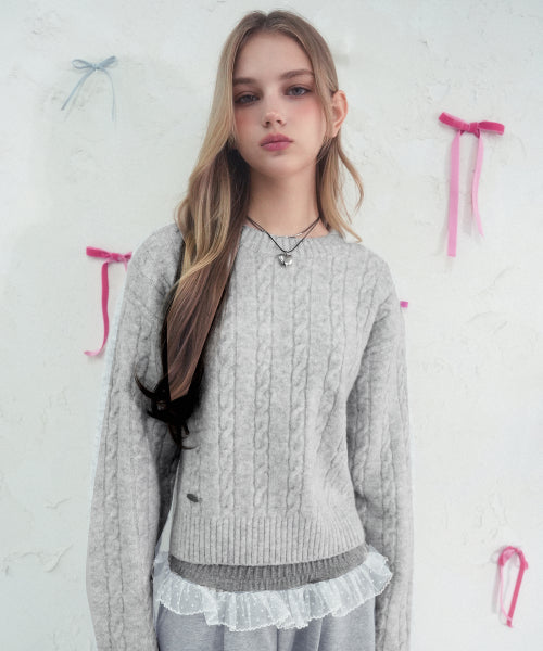 Ecru Round Twist Knit_4Colors