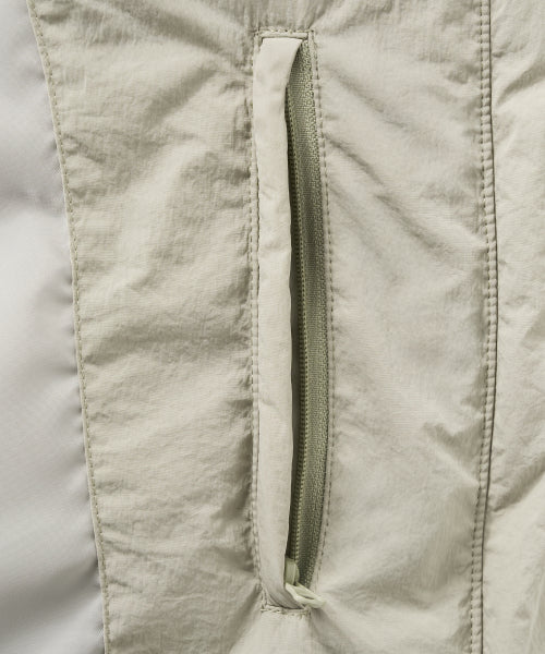 (W) Wide Collar Crop Padding Jacket Khaki