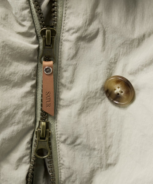 (W) Wide Collar Crop Padding Jacket Khaki
