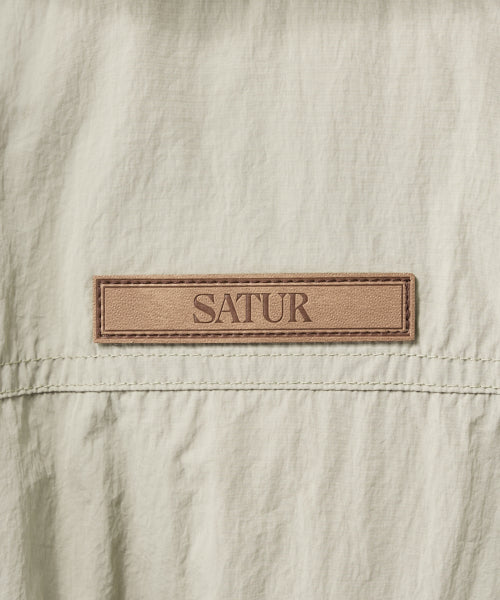 (W) Wide Collar Crop Padding Jacket Khaki