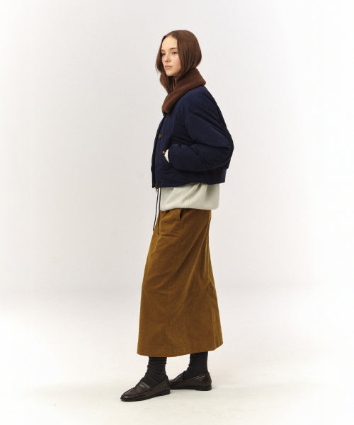 (W) Wide Collar Crop Padding Jacket Navy