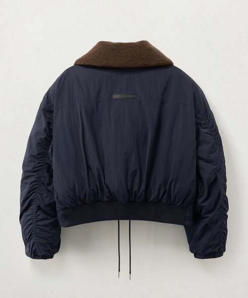 (W) Wide Collar Crop Padding Jacket Navy