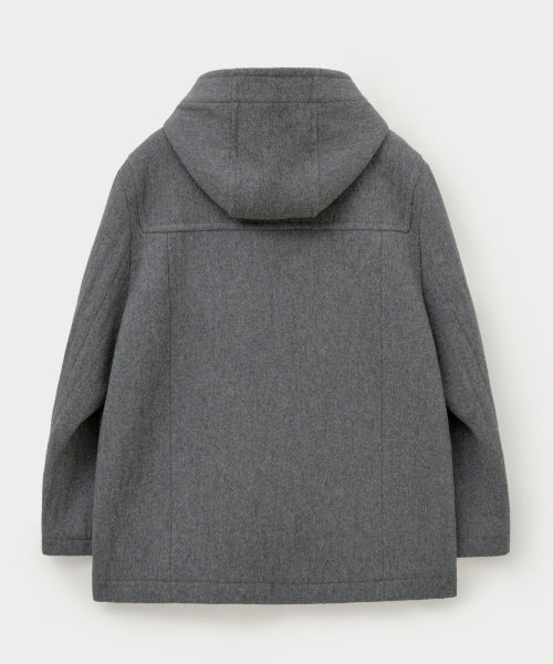 (W) Hood Wool Blend Duffle Half Coat Gray