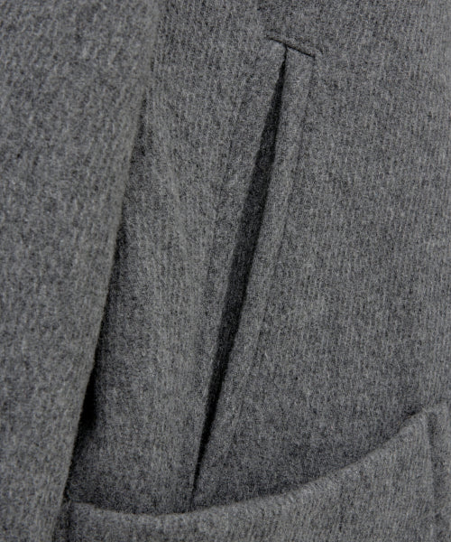 (W) Hood Wool Blend Duffle Half Coat Gray