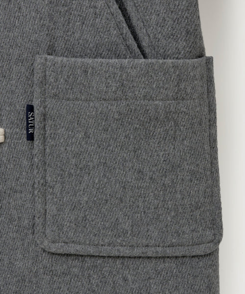 (W) Hood Wool Blend Duffle Half Coat Gray