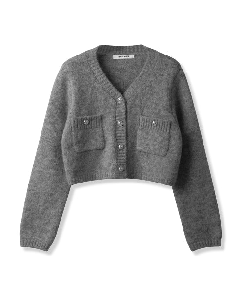 Elodie Pocket Crop Knit Cardigan_5Colors