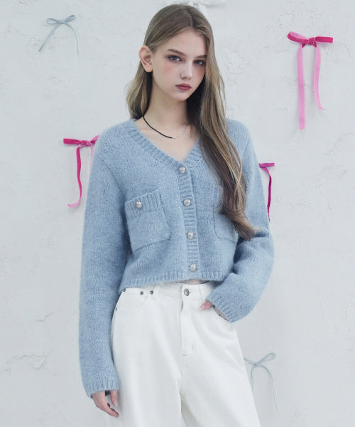 Elodie Pocket Crop Knit Cardigan_5Colors