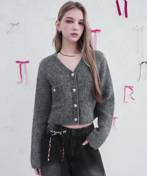 Elodie Pocket Crop Knit Cardigan_5Colors
