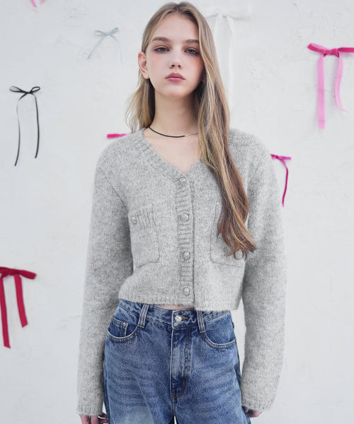 Elodie Pocket Crop Knit Cardigan_5Colors