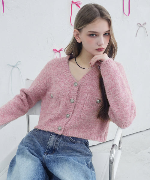 Elodie Pocket Crop Knit Cardigan_5Colors