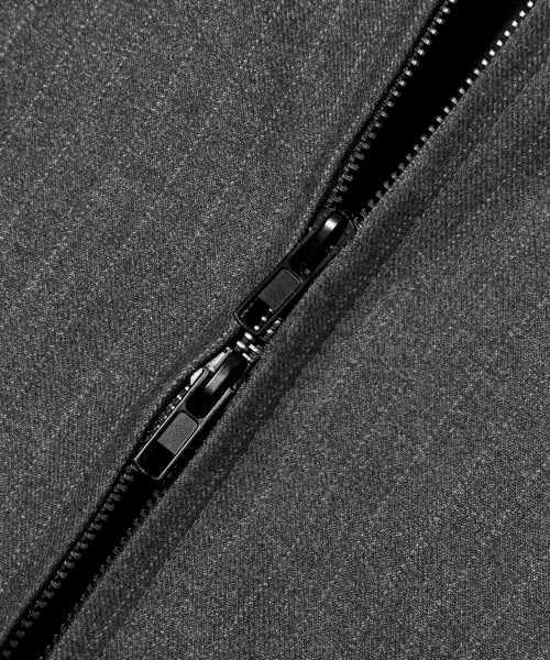 PIN STRIPE OFFICER CROP BOMBER JACKET_GRAY