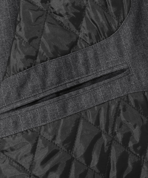PIN STRIPE OFFICER CROP BOMBER JACKET_GRAY