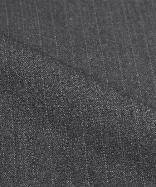 PIN STRIPE OFFICER CROP BOMBER JACKET_GRAY