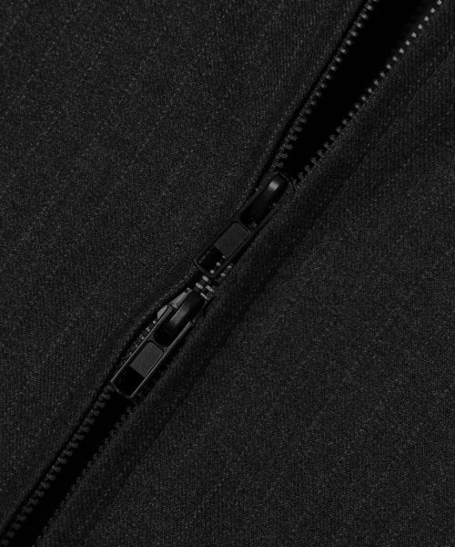 PIN STRIPE OFFICER CROP BOMBER JACKET_BLACK